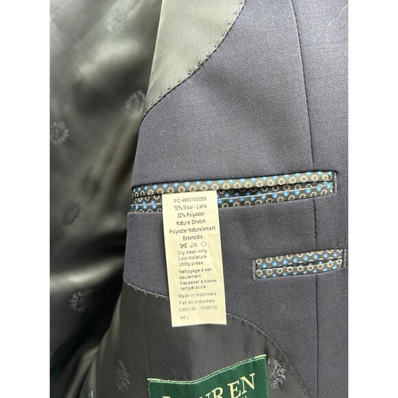 Lauren Ralph Lauren Men’s Blazer 44L Navy Wool Blend Classic Fit Sport Coat - Picture 4 of 12